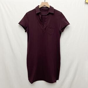 frank & eileen lauren purple cotton polo dress in blackberry